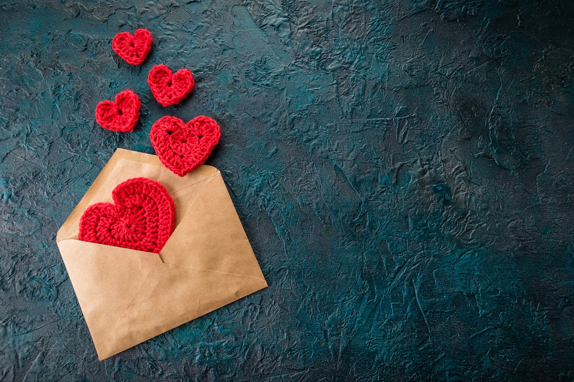 Crochet valentine hearts.