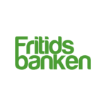 Unbyn Den gröna texten lyder Fritidsbanken i ett djärvt, rundat typsnitt på en vit bakgrund.